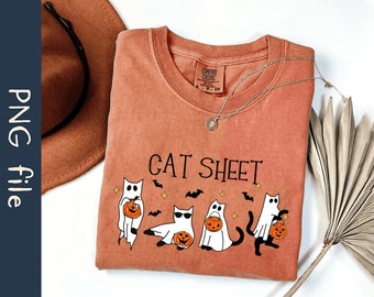 Cat Sheet PNG, Ghost Cat Png, Halloween Cat Png, Pompoen Cat Png, Zwarte Kat Png, Cat Lover Png, Spooky Cat Png, Instant Download