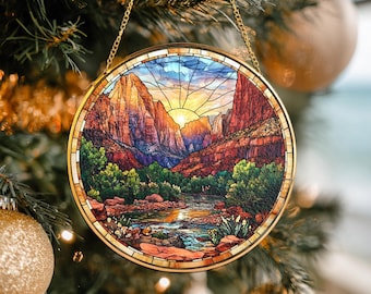 Zion National Park Glass Ornament, US National Park Decor, Travel Ornament, National Park Glass Art, Nature Ornament, Christmas Decor