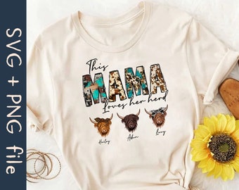 Personalized This Mama Loves Her Herd SVG PNG File, Mother's Day Shirt Svg, Custom Kids Name Mom Shirt Svg, Farmer Mama Svg, Cricut Svg