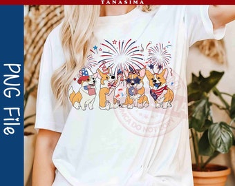 Corgi 4th July PNG, American Flag Png, Corgi Lover Png, Fireworks Png, Corgi Mom Png, Independence Day Png, Patriotic Png, Instant Download