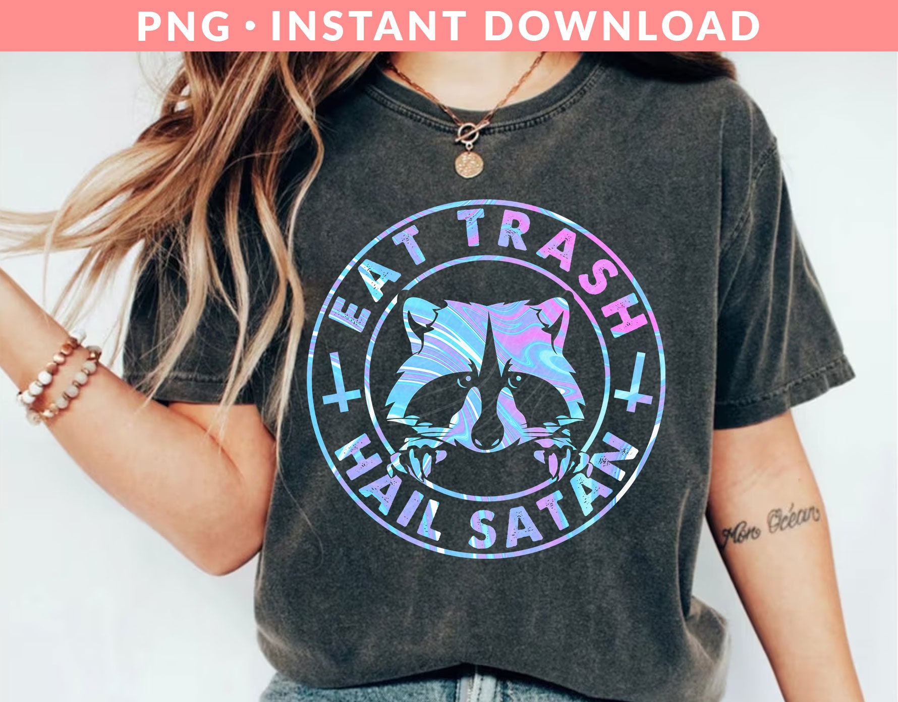 Eat Trash Hail Satan PNG Funny Raccoon Png Raccoon Lover - Etsy