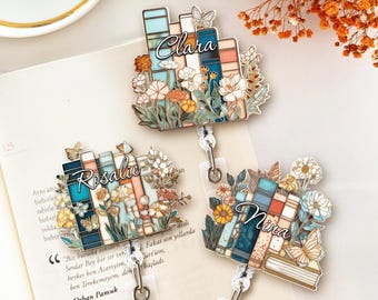 Custom Books Badge Reel, Teacher Name Badge Reel, Book Lover Gift, Teacher Appreciation, Gift for Teacher, Nurse Badge Reel, Bookish Gift