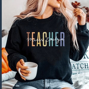 Personalized Teacher Shirt SVG PNG, Custom Teacher Name Svg, Back To School Svg, Teacher Appreciation Svg, Retro Teacher Svg, Cricut Svg