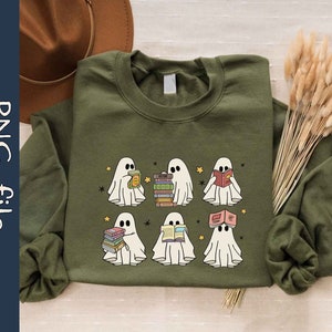 Ghost Reading Books PNG File, Cute Ghost Png, Book Lovers Png, Librarian Png, Halloween Teacher Png, Bookish Png, Instant Download