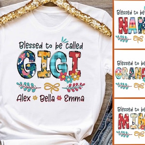 Personalize Blessed To Be Called Grandma Shirt PNG File, Custom Mothers Day Shirt Png, Custom Nana With Kid Names Png, Nana Floral Shirt Png