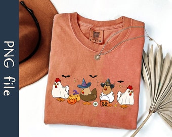 Halloween kippen PNG, Ghost kippen PNG, grappige kip PNG, val PNG, kip minnaar PNG, griezelige PNG, boerderij dieren PNG, Instant Download