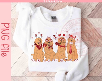 Golden retriever de la Saint-Valentin PNG, chien de la Saint-Valentin Png, amour Png, chien maman Png, Saint Valentin Png, amoureux des chiens Png, téléchargement immédiat