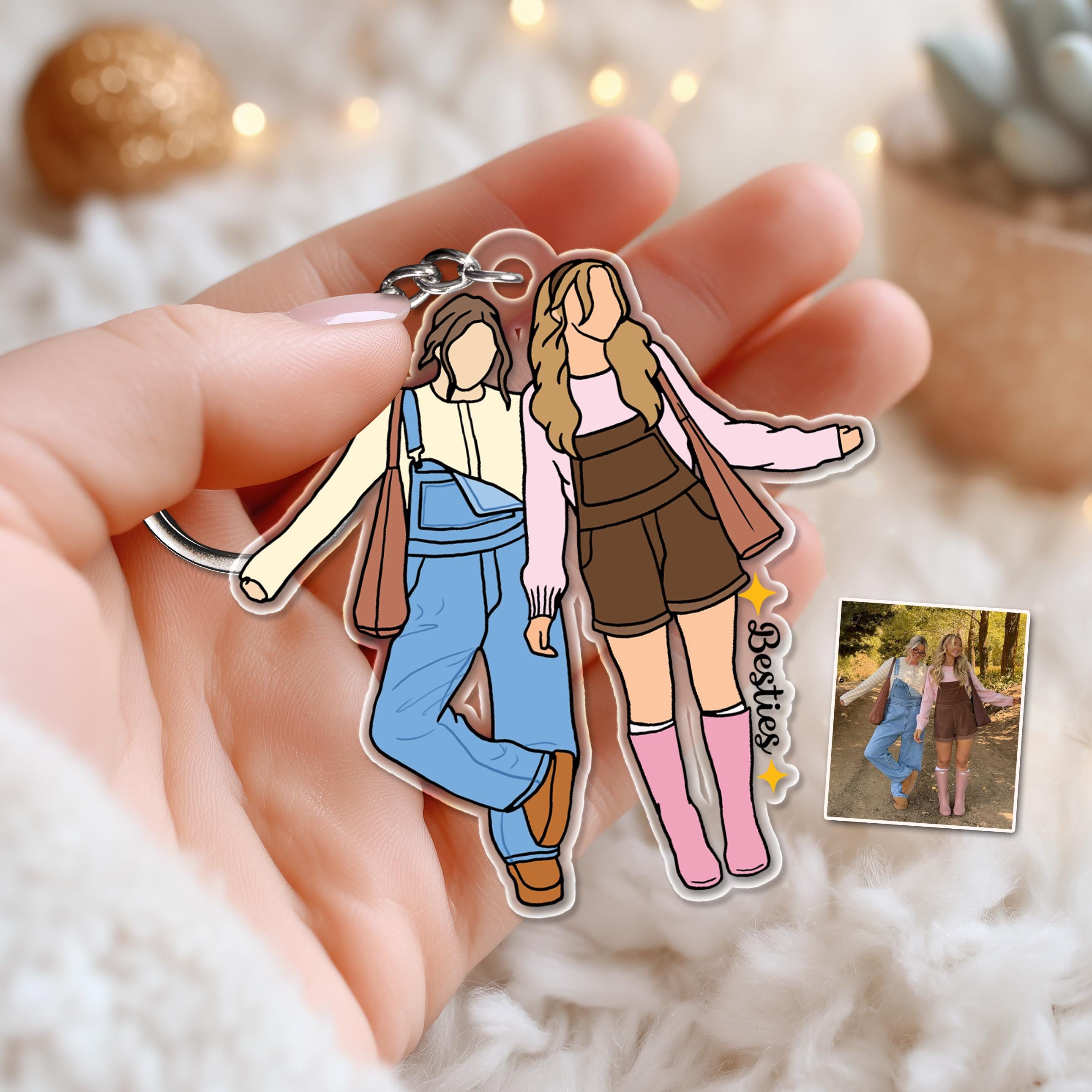Custom Bestie Portrait Hologram Keychain, Bestie Portrait From Photo ...