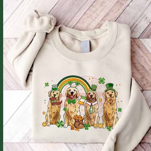 Golden Retriever St Patrick Days PNG, Shamrock Dog Png, Lucky Dog Png, Golden Retriever Dog Png, Saint Patricks Day Png, Download istantaneo