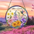 Custom Grandma Birth Flower Glass Suncatcher, Custom Family Birth Flowers Glass Art, Mother's Day Gift, Grandma Gift, Flower Gift For Mom
