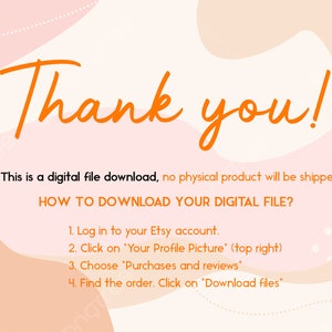 Puede incluir: Una tarjeta de agradecimiento de descarga digital rosa y melocot&oacute;n con lunares blancos. La tarjeta incluye instrucciones sobre c&oacute;mo descargar tu archivo digital de Etsy.
