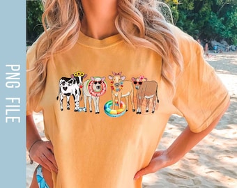 Summer Cow PNG, Hello Summer Png, Summer Vibes Png, Cow Lover Png, Beach Vibes Png, Vacation Png, Animal Lover Png, Instant Download