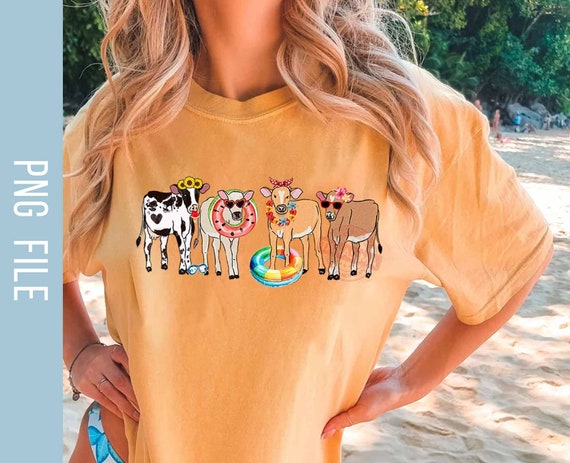 Summer Cow PNG, Hello Summer Png, Summer Vibes Png, Cow Lover Png, Beach Vibes Png, Vacation Png, Animal Lover Png, Instant Download