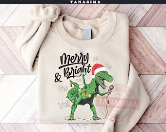 Christmas Dinosaur PNG, Christmas Png, Merry And Bright Png, Christmas Lights Png, Funny Christmas Png, Holiday Png, Instant Download