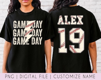 Personalized Baseball Gameday PNG File, Custom Baseball Name And Number Png, Custom Game Day Baseball Mom Png, Baseball Season Png