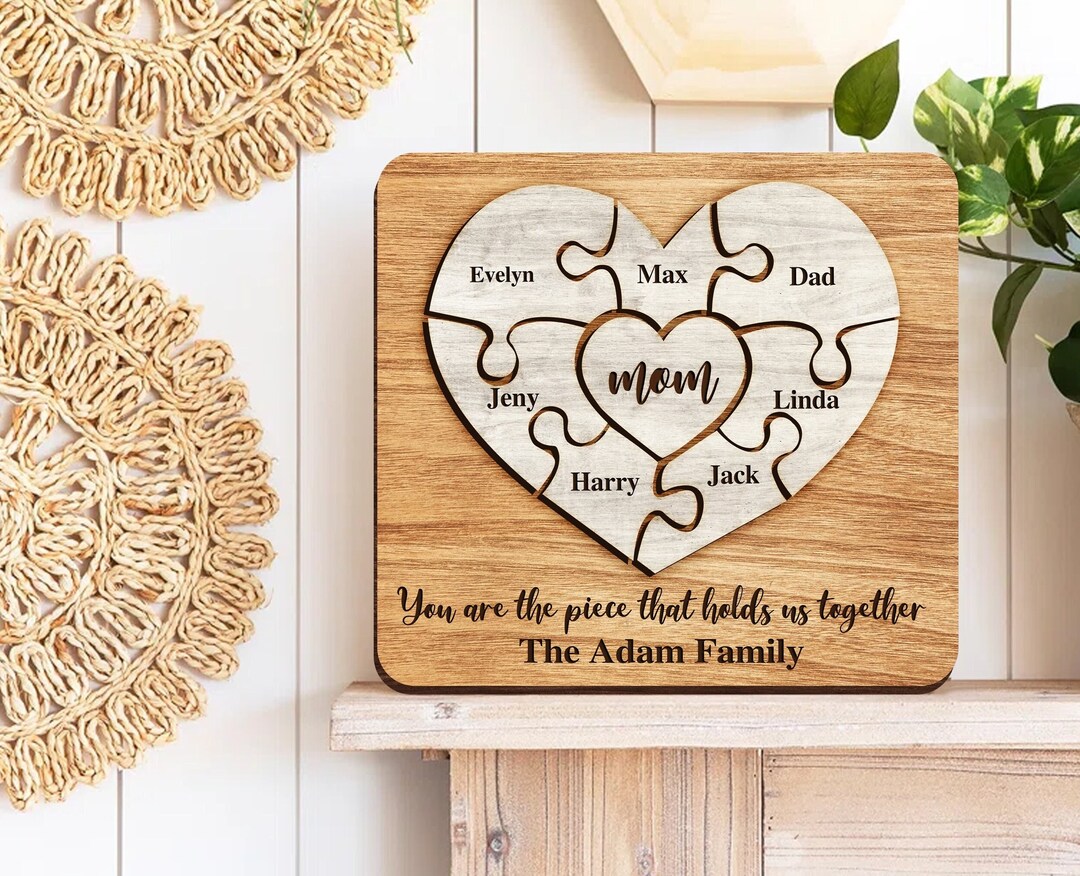 Personalized Mom Puzzle Sign SVG, Custom Mother's Day Puzzle Piece Sign