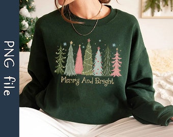Christmas Trees PNG, Merry And Bright Png, Merry Christmas Png, Cute Holiday Png, Christmas Light Png, Funny Christmas Png, Instant Download