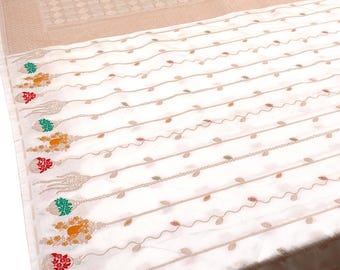 Mashru Meenakari Katan Zari Silk Saree: Handloom Banarasi Weave, Silk Mark.