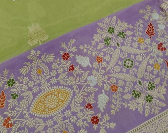 Handwoven Masterpiece Banarasi Katan Silk Saree, Magnificent Muniya Parrot Bordered Traditional Celebration Sari