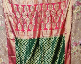 Vintage Kancheepuram Silk Saree, 2gm Gold Border, Handloom Wedding Saree