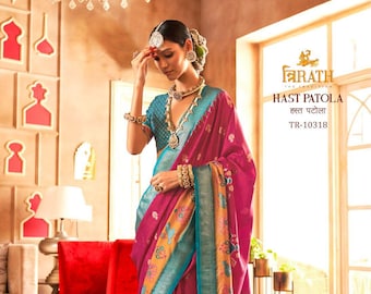 Muga Tussar Silk Saree, Handloom Kalamkari Floral Wedding Saree