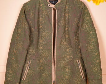 Rave Embellished Jacket Neutral Festival Clothing Gift Hand embroidery Kantha Jacket.