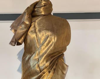 Copper gold tissue Saree, beaded hand work Weaving Handloom exclusive weaving ,banarasi border, silk mark, Manish Malhotra Inspired.