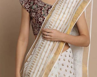 Handloom Cotton Saree, Abstract Kalamkari Print, Vegetable Dye