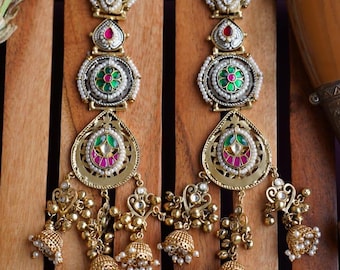 Kundan Jhumka Earrings | Indian Temple Jewelry with Ghungroos