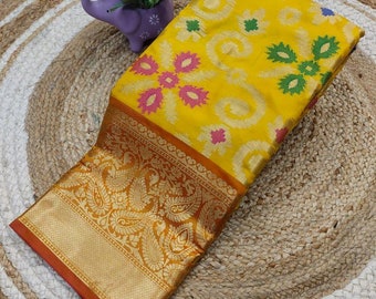 Katan Zari Silk Saree, Handloom Banarasi Weave, Heavy Border