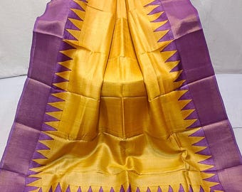 Muga Tussar Silk Saree, Kalamkari Handloom, Wedding Saree