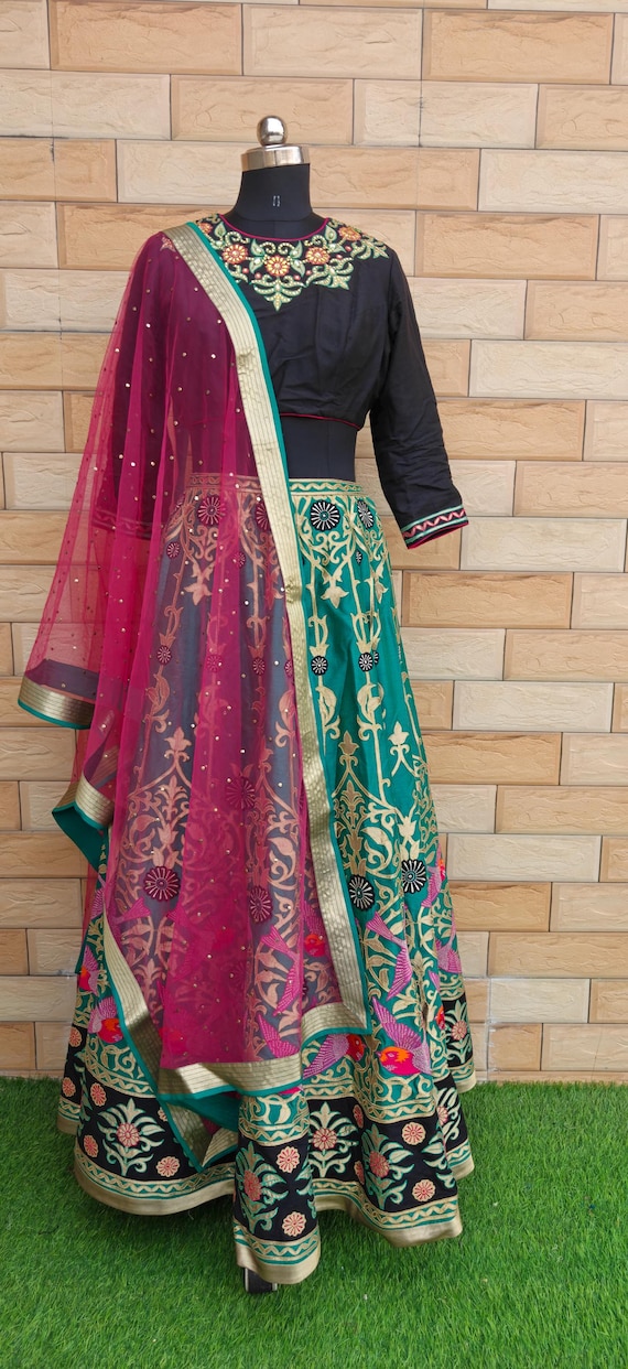 Designer Chanderi Banarasi Lehenga Chunni Set, Abhishek Gupta, Bust 38