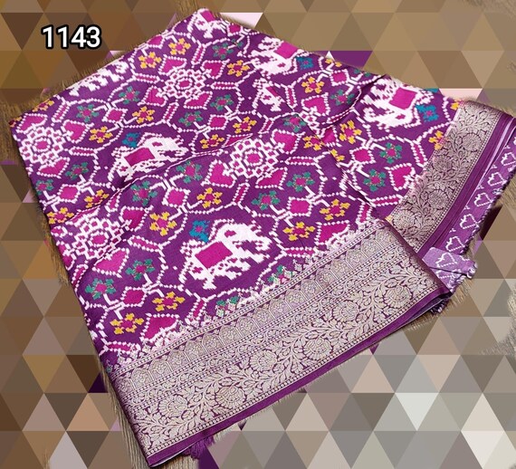 Muga Silk Saree, Patola Kalamkari Handloom Wedding Saree