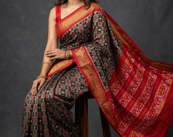 Exclusive Ikkat Silk Saree | Certified Silk Mark Handloom | Special Designer Wrap