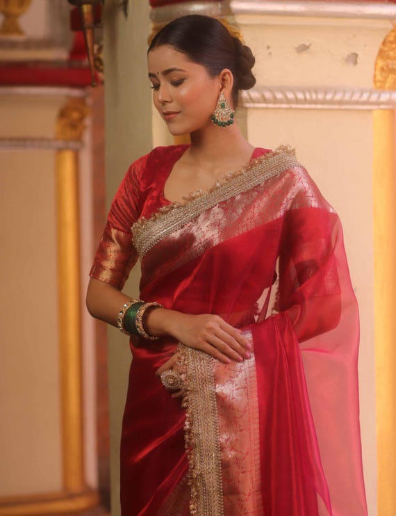 Handloom Kora Tissue Silk Saree, Varanasi Banarasi Border, Silk Mark