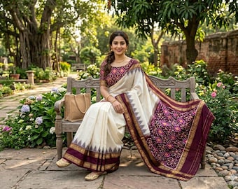 Handloom Double Silk Ikkat Pattu Saree, Silk Mark Certified Luxury Gift for Her