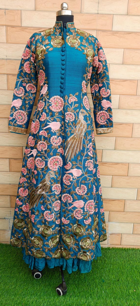 Custom Hand Embroidered Indian Wedding Outfit, Mirror Work