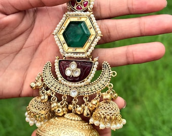 Handmade Gold-Tone Jhumka Earrings | Indian Temple Jewelry