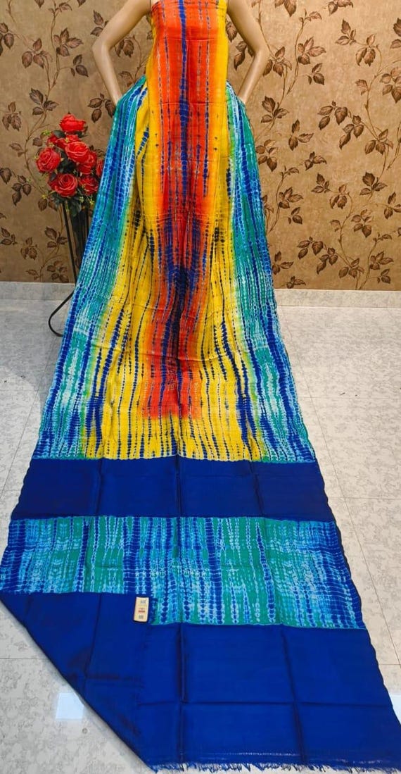 Handloom Katan Bishnupur Silk Saree, Dual Tone Weaving, Silk Mark Certified