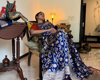 Katan Zari Silk Saree, Wedding Blouse Saree, varanasi Weaving banarasi Handloom exclusive weaving ,banarasi border, silk mark,Nita Inspired.