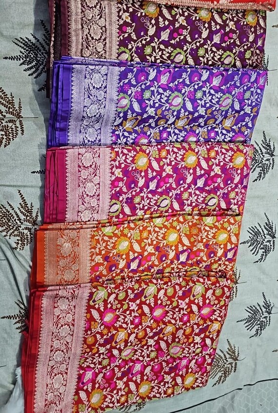 Handloom Mashru Katan Silk Saree, Banarasi Zari Weave