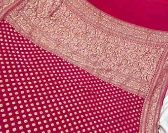 Handloom Khaddi Georgette Saree, Banarasi Silk Border