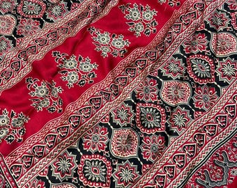 Modal Silk Saree, Abstract Kalamkari Floral Handloom, Tassels