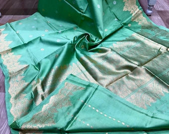 Extraordinary Handwoven Banarasi Buta Zari Silk Saree, Magnificent Traditional Bordered Bridal Sari Masterpiece