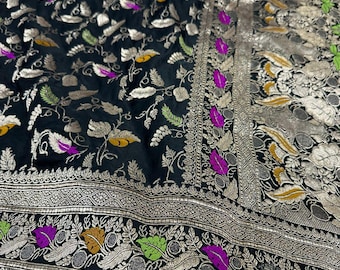 Mashru Katan Zari Silk Saree: Handloom Banarasi Weave, Silk Mark