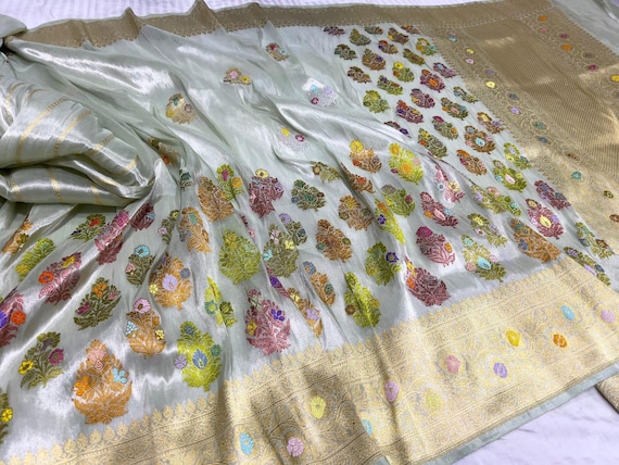 Katan Tissue Meenakari Saree: Handloom Banarasi Silk Weaving