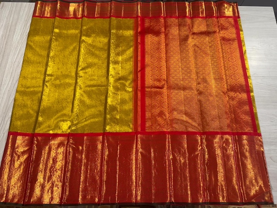 Vathuvai Kanjivaram rich class Gold Woven tissue Silk Saree: Handloom Zari Bridal Pattu.