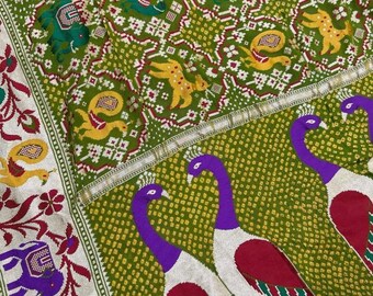Handloom Banarasi Khaddi Bandhej Georgette Saree, Silk Border