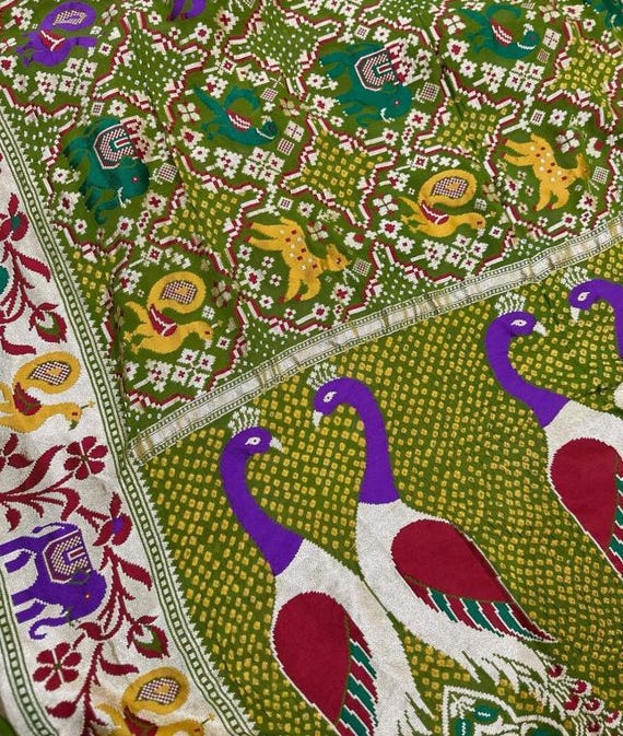 Handloom Banarasi Khaddi Bandhej Georgette Saree, Silk Border