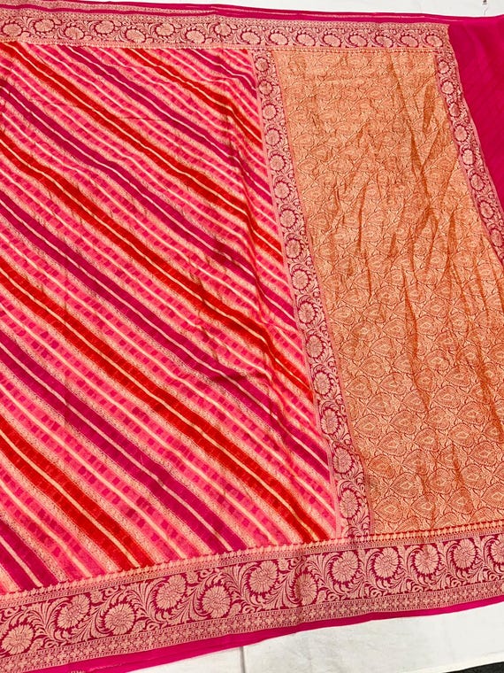 Handloom Khaddi Chiffon Saree,hand work Weaving wedding saree.